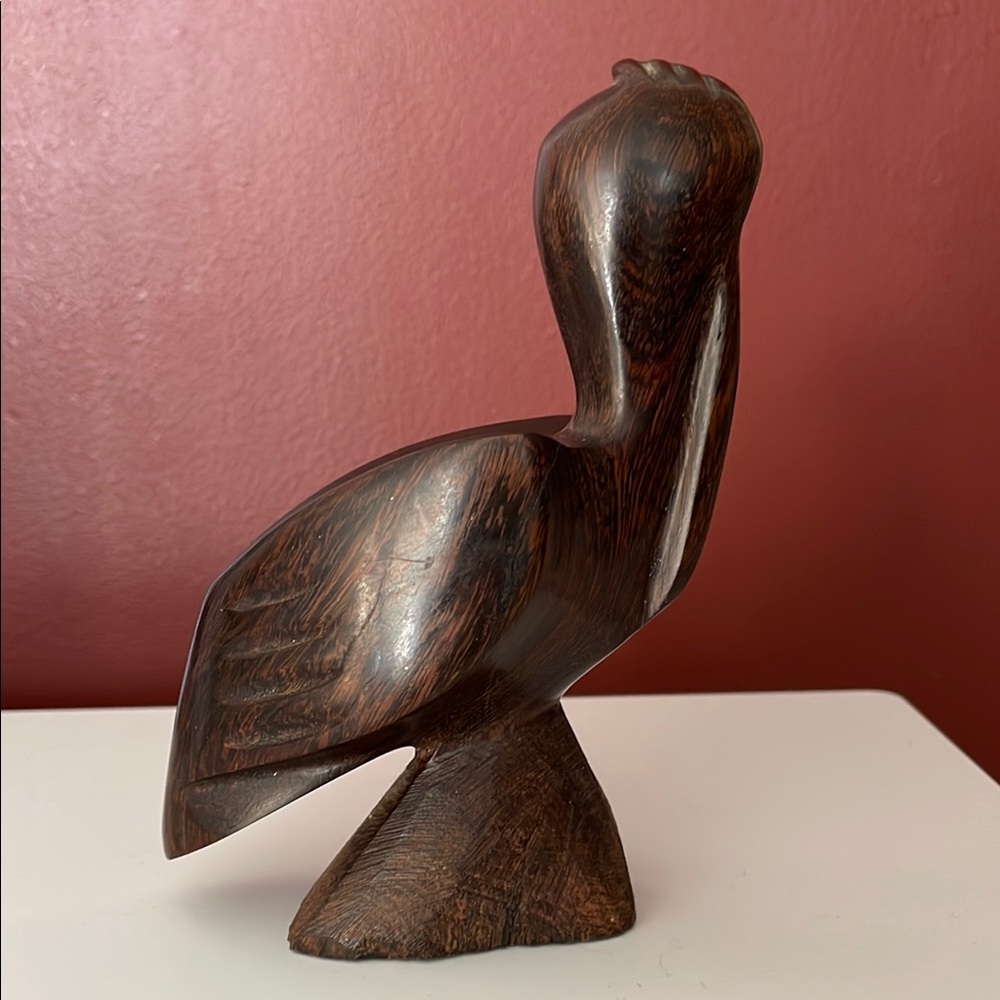 Midcentury Dark Wood Bird Sculpture